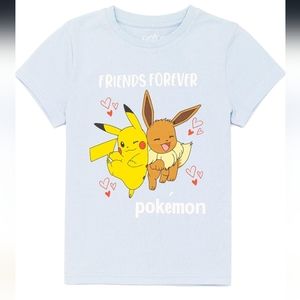 *NWT* Pokeman Pikachu and Eevee Friends Forever Kids Tshirt Size-7/8 years